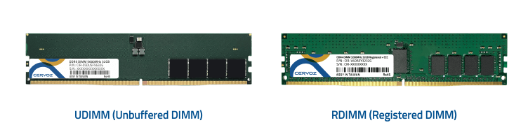 A picture shows examples of RDIMM and UDIMM.